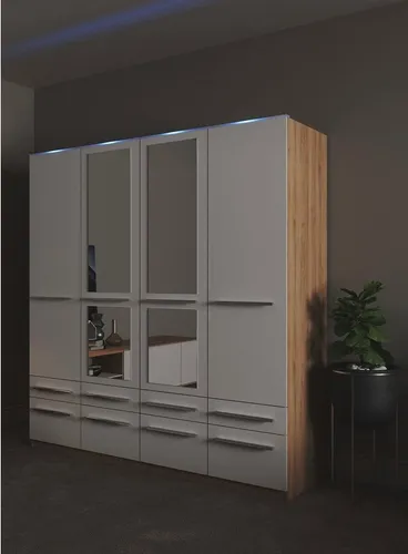 Kleiderschrank PRIESS "Barcelona" - Viel Stauraum mit Spiegel - Kleiderschränke mit viel Stauraum, geräumigen Schubkästen und optionaler LED-Beleuchtung für mehr Ordnung und Stil im Schlafzimmer. Made in Germany und in verschiedenen Größen erhältlich.