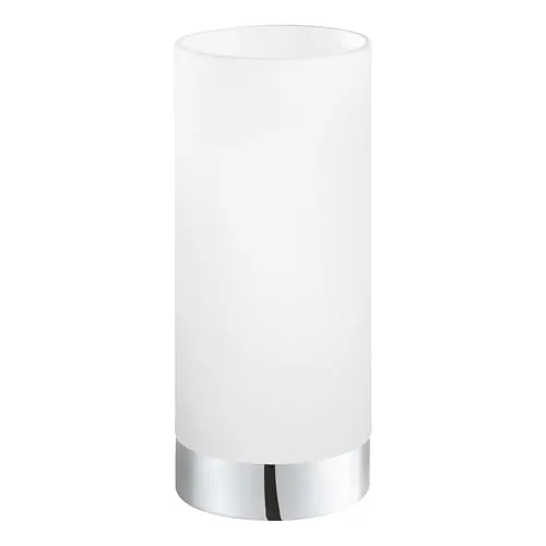 EGLO DAMASCO 1 Tischleuchte, weiß - Elegante Tischleuchte im minimalistischen Design aus satiniertem Glas und chromfarbenem Metallfuß. Ideal für stimmungsvolle Beleuchtung in Wohnräumen. Einfache Bedienung über Schalter am Kabel. Leuchtmittel nicht enthalten.