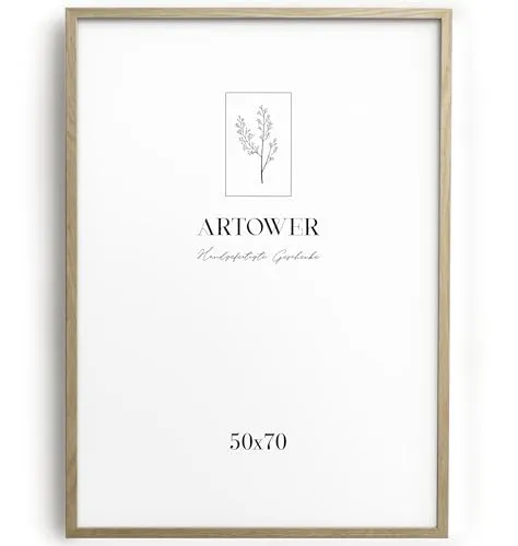 Artower® Bilderrahmen 50 x 70 cm aus Eiche - Hochwertiger Bilderrahmen aus echtem Eichenholz (50 x 70 cm) für stilvolle Wanddekoration. Minimalistisches Design, robust und einfach aufzuhängen – ideal für Collagen oder Einzelbilder. Perfekt für jeden Raum!