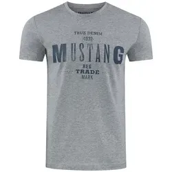 MUSTANG T-Shirt Print Tee Mustang (1-tlg) aus 100% Baumwolle grau L (52/54)