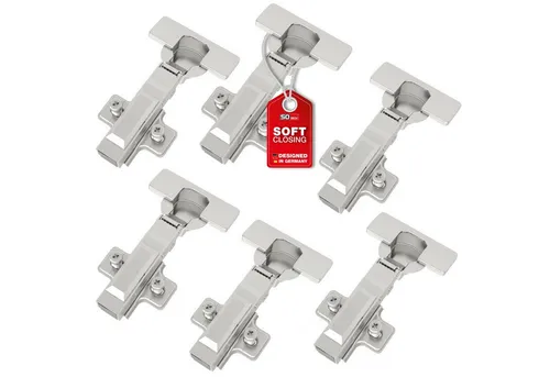 SO-TECH® Türbeschlag SMOOTH Topfband T45 Scharnier Eckanschlag Komplettset (6 St), 6er Set Standard gedämpft mit Kreuzplatte