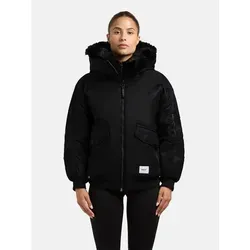 khujo Bomberjacke Cela Oversize Winterjacke mit abnehmbarem Kunstpelz-Besatz schwarz XL (42)