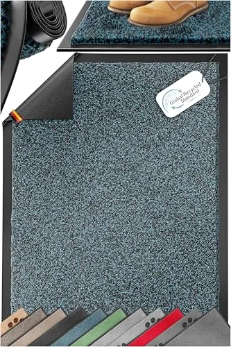 KESSER Rutschfeste Schmutzfangmatte für Innen- & Außenbereich – 80x50 cm - Praktische Fußmatte in Petrolblau, ideal für Wohnungseingänge und Büros. Mit einer Höhe von 7 mm sorgt sie für eine effektive Schmutzaufnahme und ist rutschfest.