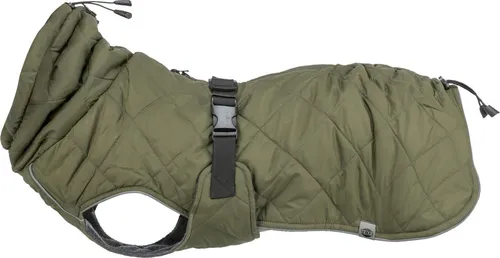 Trixie Hundemantel Minot olivgrün - Größe S - Hundemantel für kalte Tage mit Fleecefutter, wasserdichten Reißverschlüssen und reflektierenden Elementen für optimale Sichtbarkeit und Komfort.