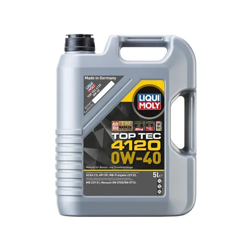 Motoröl LIQUI MOLY 21971 Top Tec 4120 0W-40 - Hochleistungs-Motoröl für moderne Motoren, schützt effektiv bei hohen Temperaturen und sorgt für optimale Leistung. Ideal für Renault und Mercedes-Benz Fahrzeuge.