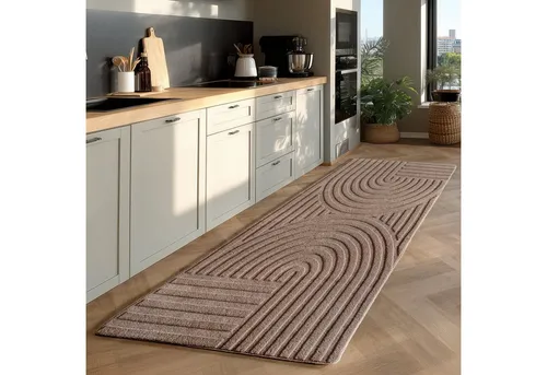 AYYILDIZ TEPPICHE "POMPEI 1611" - Beige 80x150 cm - Skandinavischer Boho Teppich in Beige, weich und pflegeleicht. Ideal für Wohnzimmer oder Schlafzimmer, sorgt für ein stilvolles Ambiente mit 3D-Effekt. Maße: 80x150 cm, Höhe: 12 mm.