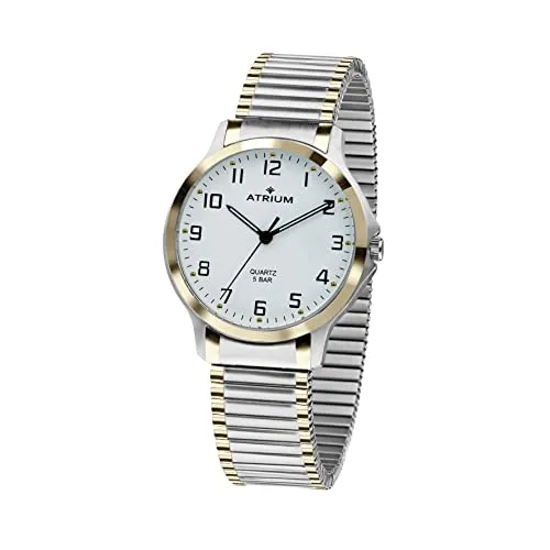Atrium Damenuhr mit Zugband und Leuchtzeigern - Elegante Bicolor-Armbanduhr für Damen mit 5 bar Wasserdichtigkeit, ideal für unkompliziertes An- und Ablegen. Perfekt für jeden Armumfang und ideal auch für Senioren.