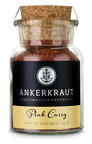 Ankerkraut Pink Curry Gewürz, 80g im Korkenglas, Indisches Gericht Mischung Würzender Zutaten, Einfach Kochen Ohne Geschmacksverstärker, Indien Masala in deiner Küche
