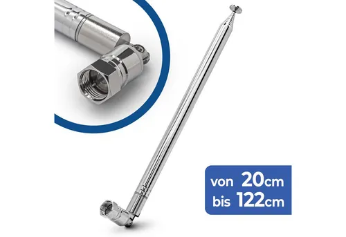 Adapter Universe 120cm Teleskop Antenne - Universal Ersatzantenne für AM/FM/DAB Radios, ausziehbar bis 120cm, ideal für besseren Empfang in Auto und Zuhause.