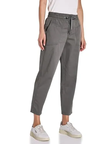 STREET ONE Damen A378683 Cargo Hose, Overcast Grey - Damen-Hosen im Cargo Look mit elastischem Bund und praktischen Seitentaschen, ideal für bequeme Freizeitoutfits.