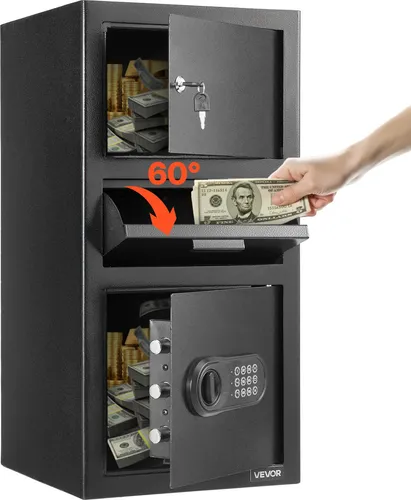 VEVOR Einwurftresor 3,6 Kubikfuß - Sicherer Fallsafe mit großem Einwurfschlitz, ideal für Bargeld und Dokumente. Doppel-Alarmsystem schützt vor Einbrüchen und Codemanipulationen.