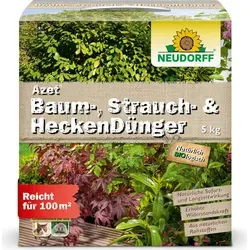 Neudorff Azet Baum-, Strauch- und HeckenDünger 5 kg - Effektiver Dünger für Bäume, Sträucher und Hecken. Fördert gesundes Wachstum und ist frostresistent. Ideal für den Außenbereich im Frühling und Herbst.
