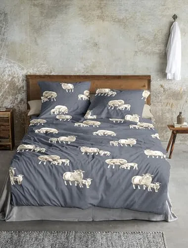 Bettwäsche IRISETTE "Panda 8545" - Bettwäsche in blau aus 100% Baumwolle, flauschiger Feinbiber für angenehme Wärme und atmungsaktiven Komfort, ideal für kühle Nächte.