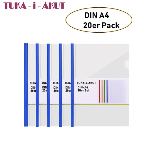 20er A4 Clip Bar Slide Binders Schiebeleiste Cover PP Files Folders Blau TKD8040