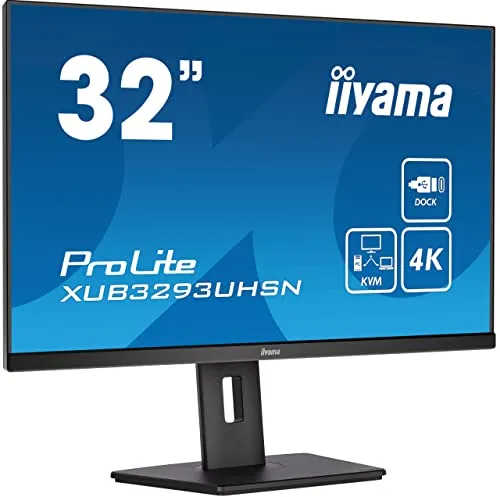 iiyama Prolite XUB3293UHSN-B5 - 31,5" 4K UHD IPS LED Monitor mit KVM-Switch, perfekter Anschluss für mehrere Computer und sauberen Arbeitsplatz