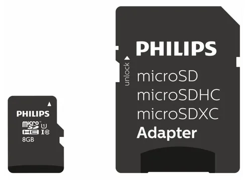 Philips FM08MP45B microSD Speicherkarte 8 GB inkl. SD-Adapter