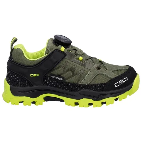 CMP Kids Kiruna Fitgo Trekking Shoes WP kaki-acido 34 - Wanderschuhe für Kinder mit innovativem FitGo L7-2 Schließsystem für einfache Handhabung und wasserdichter CLIMAPROTECT-Membran für trockene Füße bei jedem Wetter.
