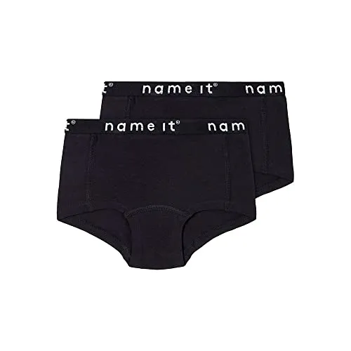 NAME IT Mädchen Nkfhipster 2p Noos Unterhose, Black/Pack w/ Black, 146-152 EU