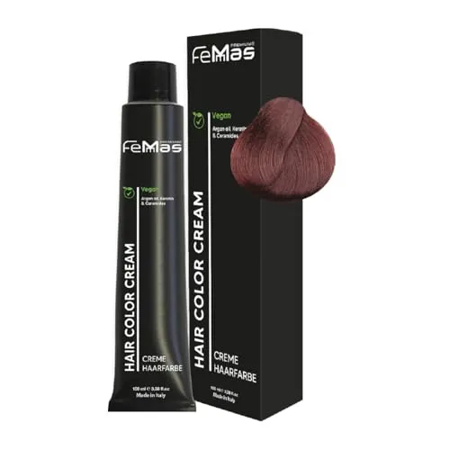 FemMas Haarfarbe Dunkelblond Mahagoni 6.5 I Creme Haarfarbe mit Arganöl, Keratin & Ceramiden I Als dauerhafte Haarfärbung oder Tönung für strahlende, haltbare Farbergebnisse I 100 ml