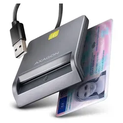 AXAGON CRE-SM3T Smart Card / ID Card FlatReader - Kartenleser für Personalausweise mit USB-A Anschluss, unterstützt eID und eCitizen, ideal für sichere Identifikation am Computer.