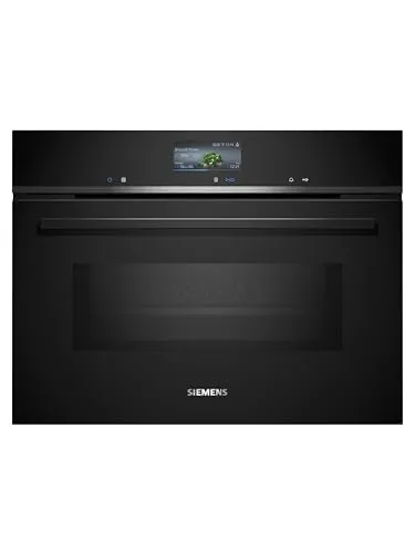 Siemens CM776GKB1 iQ700 - Einbaukompaktbackofen mit Mikrowellenfunktion, 900 W, 4D Heißluft und Home Connect für smartes Kochen