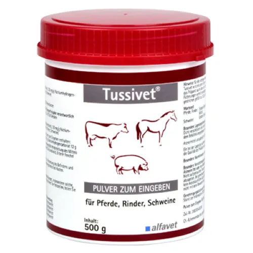 Alfavet Tussivet Pulver - Hustenhilfe für Pferd, Rind und Schwein - Gesundheitsprodukt für Pferde zur Unterstützung der Atemwege bei Husten. Mit schleimlösenden Fenchel, ohne Wartezeit und entwickelt in Zusammenarbeit mit Tierärzten.