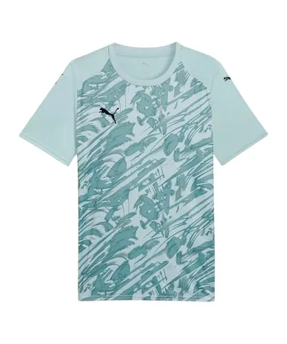 teamFINAL Graphic Jersey Größe S - Modern Mint-PUMA Black-Adriatic - Stylisches Jersey für Vereins- und Mannschaftsausrüstungen. Mit Rundhalsausschnitt und schlanker Passform aus 100% recyceltem Polyester. Ideal für sportliche Aktivitäten und Teamgeist!