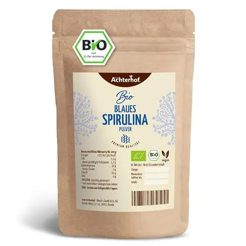 Blaues Bio Spirulina Pulver 100g | Hochkonzentriertes Superfood - Pflanzliches Ergänzungsmittel Spirulina - 100% vegan und naturrein, reich an Protein und Phycocyanin für intensive Farbakzente in Smoothies und Bowls.