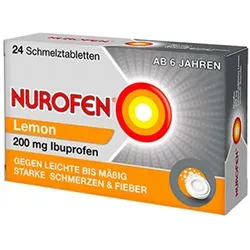 NUROFEN 200 mg Schmelztabletten Lemon - 24 Stück - Praktische Schmelztabletten mit frischem Zitronengeschmack, ideal für unterwegs. Schnell einnehmbar ohne Wasser, perfekt für die schnelle Linderung von leichten bis mäßig starken Beschwerden.