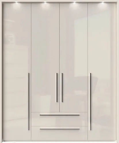 OTTO home Drehtürenschrank Piano, inklusive Rahmen und Beleuchtung, soft-close-Funktion (viele Breiten zur Auswahl, 226cm hoch, mit jeweils 2 Schubladen) beige oder weiß, UV lackiert, Hochglanzfronten, FSC-zertifiziert