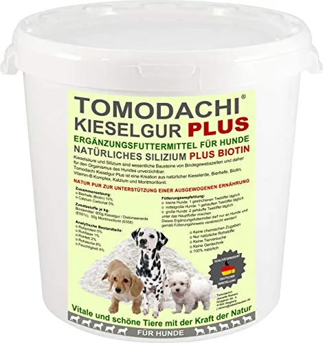 Kieselerde Silizium Plus Biotin Hund Ergänzungsfuttermittel BARF Zusatz natürlicher Futterzusatz für eine ausgewogene Ernährung des Hundes reich an Silizium Biotin Calzium Mineralien 1L Eimer