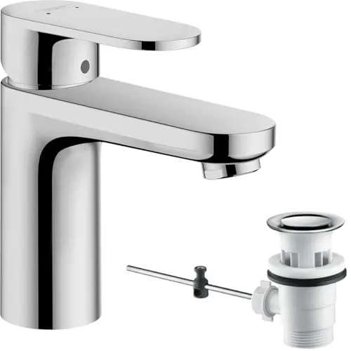 hansgrohe Vernis Blend - Waschtischarmatur mit Zugstangen-Ablauf, elegantes Design und wassersparend dank EcoSmart Technologie