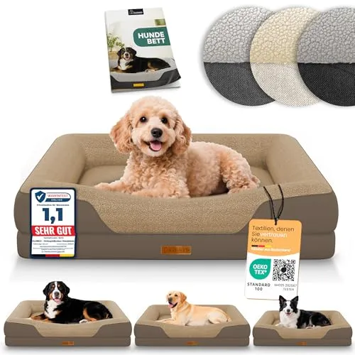 ELONEO orthopädisches Hundebett für kleine Hunde - 76x51x17cm mit Memory Foam - Hochwertiges orthopädisches Hundebett mit druckentlastendem Memory Foam und wasserdichtem Bezug. Ideal für Komfort und Unterstützung – perfekt für kleine Hunde.