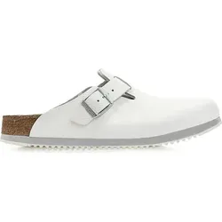 BIRKENSTOCK Boston - Bio Sandalen, Weiß, Größe 38 - Hausschuhe mit anatomisch geformtem Kork-Latex-Fußbett für optimalen Halt und Komfort. Ideal für gesunde Füße dank rutschhemmender Gummilaufsohle und individueller Anpassbarkeit.