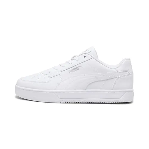 PUMA Unisex CAVEN 2.0 Sneaker - Weiße und Silberne Sportlichkeit in Größe 47 EU - Herren-Sneaker mit geschichteter Gummizwischensohle und stylishem Puma Branding, perfekt für sportliche Aktivitäten und Alltag.