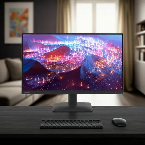 Lenovo L27-41 FHD-Monitor 27 Zoll - 27 Zoll FHD-Monitor mit 100 Hz Bildwiederholfrequenz für flüssige Darstellungen. Praktische HDMI- und VGA-Anschlüsse sorgen für einfache Konnektivität und steigern Ihre Produktivität. Umweltfreundliche Verpackung aus 100% Papier.