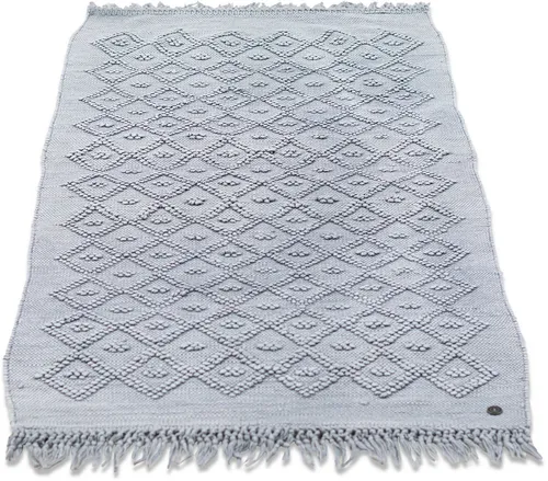 TOM TAILOR HOME Badematte Vintage Wash - Badteppich aus 100% Baumwolle, fußbodenheizungsgeeignet und pflegeleicht bis 30°C, mit stilvollem Rauten-Muster und Fransen in Grau, ideal für jedes Badezimmer.