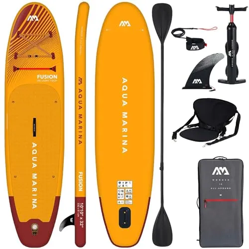 Aqua Marina Aufblasbar Sup Board Stand up Paddle AQUAMARINA Fusion Komplette Packung 330x81x15cm mit Kayak Sitz und Doppelpaddel