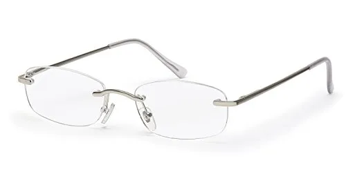 Filtral Randlose Lesebrille/Rahmenlose Unisex Lesehilfe mit Federbügeln für Damen & Herren in silber matt / +2,00 dpt. F4538426