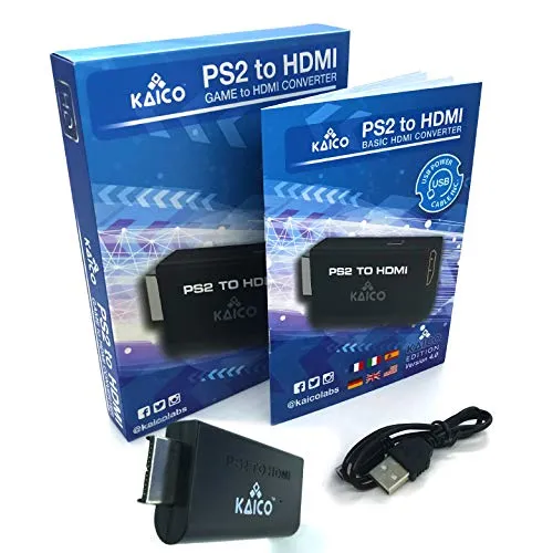 Kaico PS2 to HDMI Adapter for PlayStation 2 (Phat & Slim) – PS2 HDMI Converter for PlayStation 2 Console, Plug & Play with Audio Output & Mini USB Power
