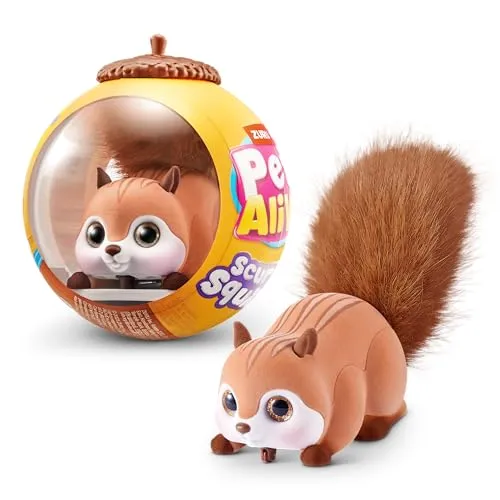 Pets Alive Scurry'n Squirrel (Braun) von ZURU – Interaktives Roboter-Haustier, Bewegliches Eichhörnchen mit realistischen Bewegungen und Geräuschen, ab 2 Jahren