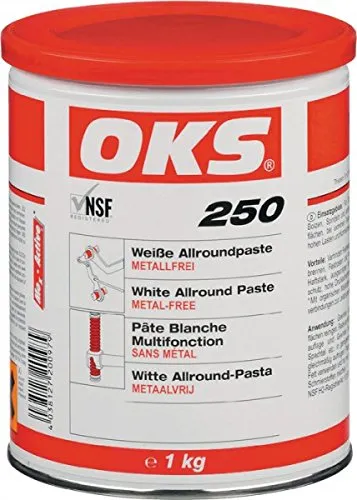 OKS 250 weiße Allroundpaste 1 kg - Metallfreie Schmierpaste für hochbelastete Gleitflächen, ideal für anspruchsvolle Anwendungen in Deutschland hergestellt.