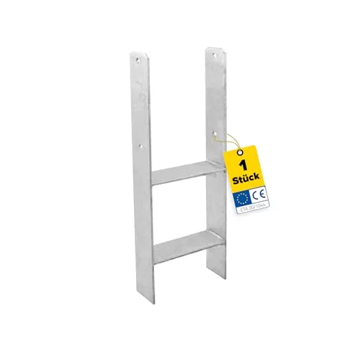 GRUNDLINE - H Anker Pfostenträger - H Anker - Pfostenanker - PSH, 201x600 mm - Feuerverzinkung - für Zäune, Pfostenträger zum einbetonieren - Stützenfuß - Balkenschuh - Pfostenhalter