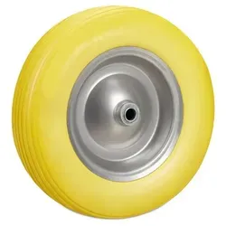 relaxdays Schubkarren-Rad 4.80 4.00-8 aus Vollgummi, Gelb-Grau - Bollerwagen mit pannensicherem Vollgummireifen, der robust gegen Dornen und spitze Gegenstände ist. Ideal für langlebige Nutzung und stets einsatzbereit ohne Luftverlust.