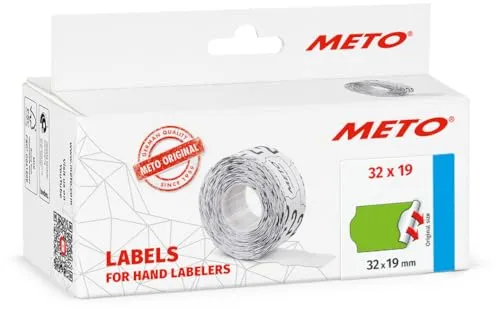 Meto Preisauszeichner Etiketten (32x19 mm, 2-Zeilig, 5.000 Stück, fluor grün, permanent, Preisetiketten für Meto, Contact, Sato, Avery, Tovel, Samark etc.)