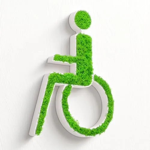 MOOSWERK Behinderten-WC Türschild mit echtem Moos - Stilvolles Design - Handgefertigtes WC-Schild aus nachhaltigen Materialien mit echtem Moos, ideal für barrierefreie Toiletten. Einfache Anbringung und klare Symbolik sorgen für eine elegante Orientierung.