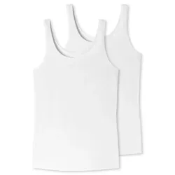 Uncover by Schiesser Damen 2PACK Trägertop Unterwäsche, Weiss, L - Doppelpack Unterhemden aus der beliebten Schiesser-Serie "Uncover", hochwertig verarbeitet für ein bequemes Tragegefühl aus elastischem Single-Jersey.