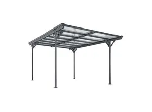 Juskys Carport mit Flachdach 5x3 m – Aluminium Überdachung für Fahrzeuge - Witterungsbeständiger Carport aus leichtem Aluminium mit 15 m² Schutzfläche, ideal gegen Sonne und Regen für Ihr Fahrzeug.