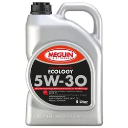 Motoröl Meguin 3187 megol Ecology SAE 5W-30 - Hochwertiges Motorenöl für Diesel-Pkw, optimiert für niedrigen Verschleiß und lange Ölwechselintervalle. Ideal für Mazda und Mitsubishi, mit Low-SAPS-Technologie für maximale Lebensdauer des Dieselpartikelfilters.