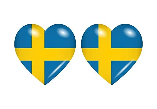 Akachafactory 2X Sticker Aufkleber Flaggen Flagge Fahne Herzen s schweden